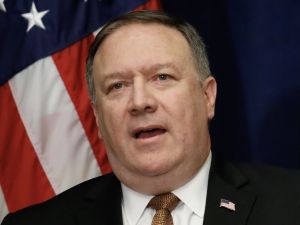 US Secretary of State Mike Pompeo speaks during a press conference.