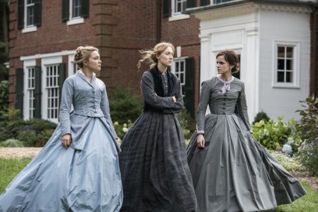 Florence Pugh, Saoirse Ronan and Emma Watson in Little Women.