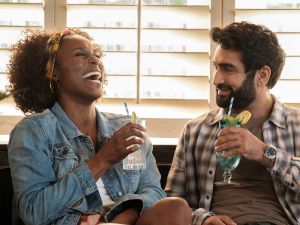 Issa Rae as Leilani, Kumail Nanjiani as Jibran in The Lovebirds