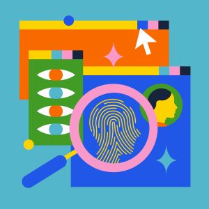 An abstract illustration of a web browser and user identity and privacy